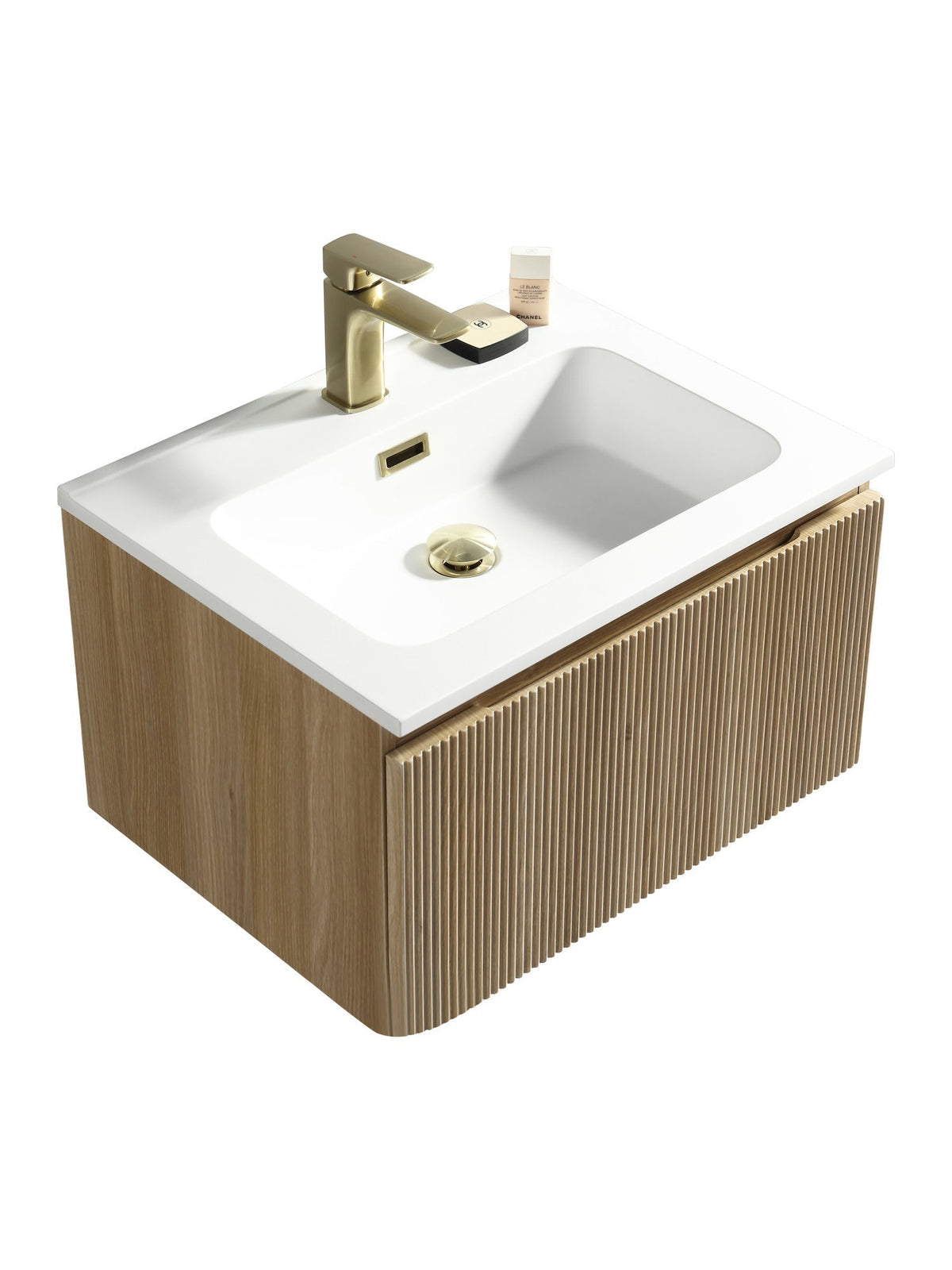 Flauto fluted wall hung vanity unit with matte white basin