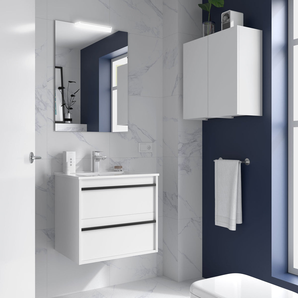 Salgar attila wall hung vanity unit with basin and mirror