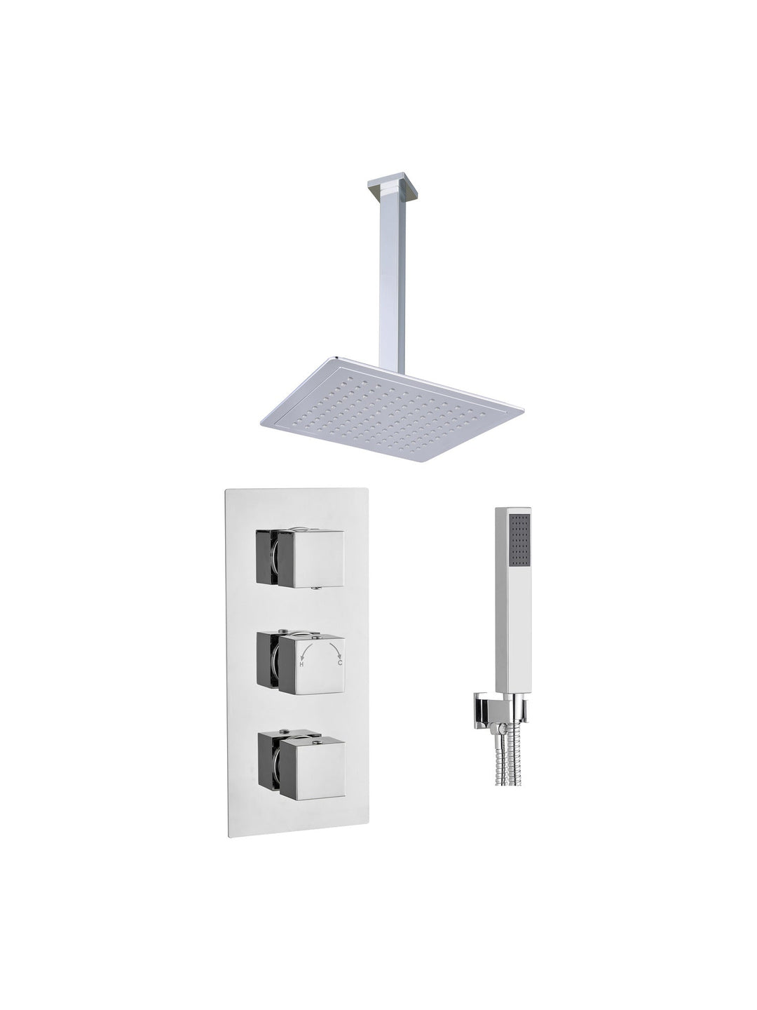 3 Handle Twin Outlet Square Twin Ceiling Kit