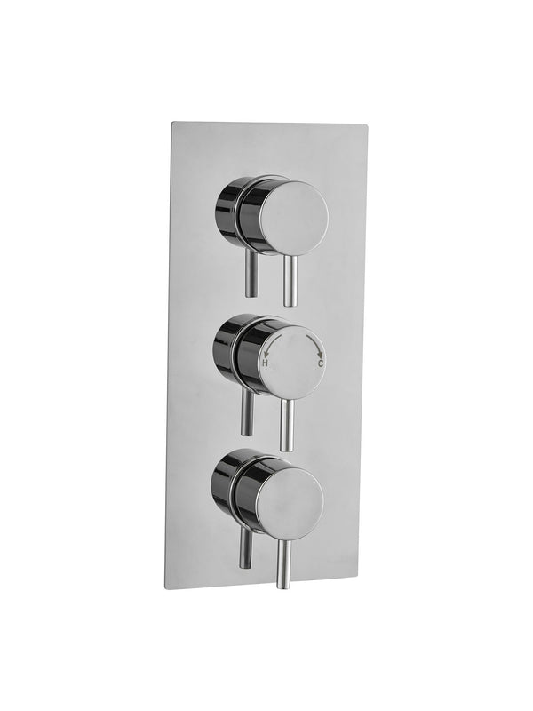 3 Handle 2 Outlet Concealed Thermostatic Shower Valve Round