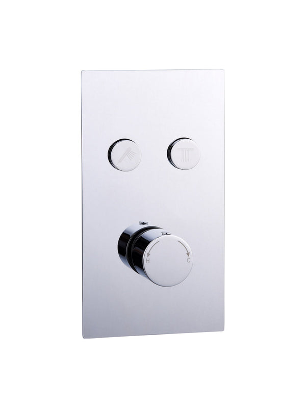 Thermostatic Concealed 2 Outlet Push Button Shower Valve Round