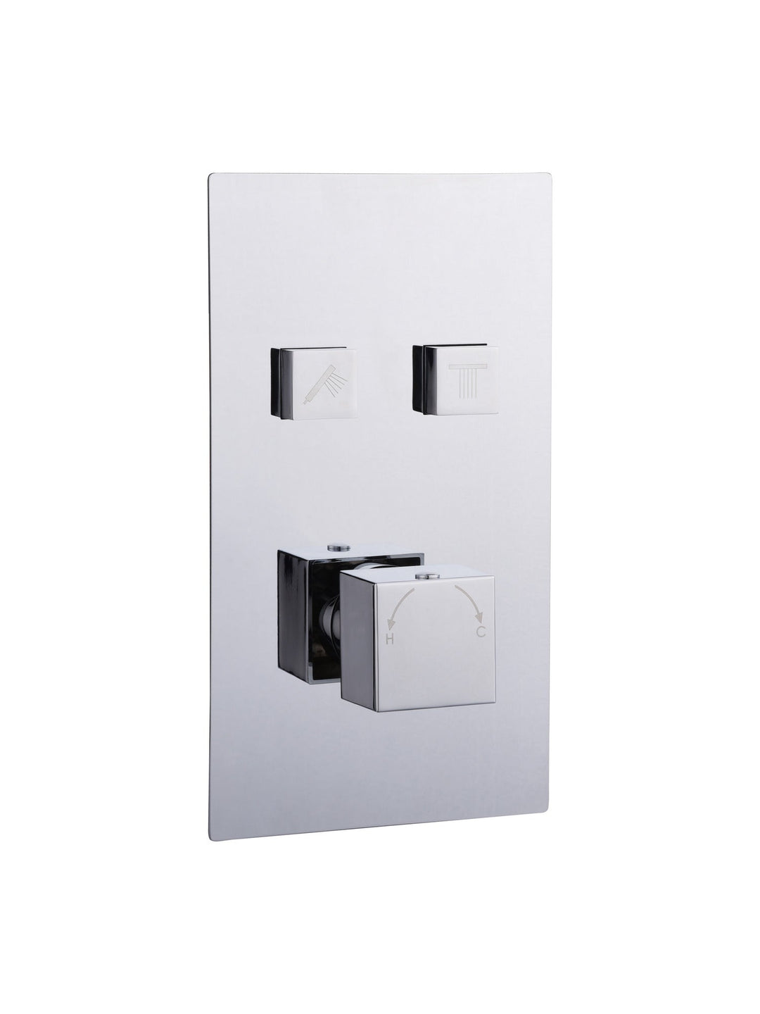 Thermostatic Concealed 2 Outlet Push Button Shower Valve Square