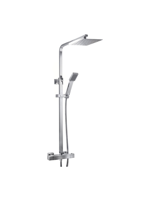 Plumb Essential Square Thermostatic Overhead Shower Kit with SS Head & Adjustable Rail