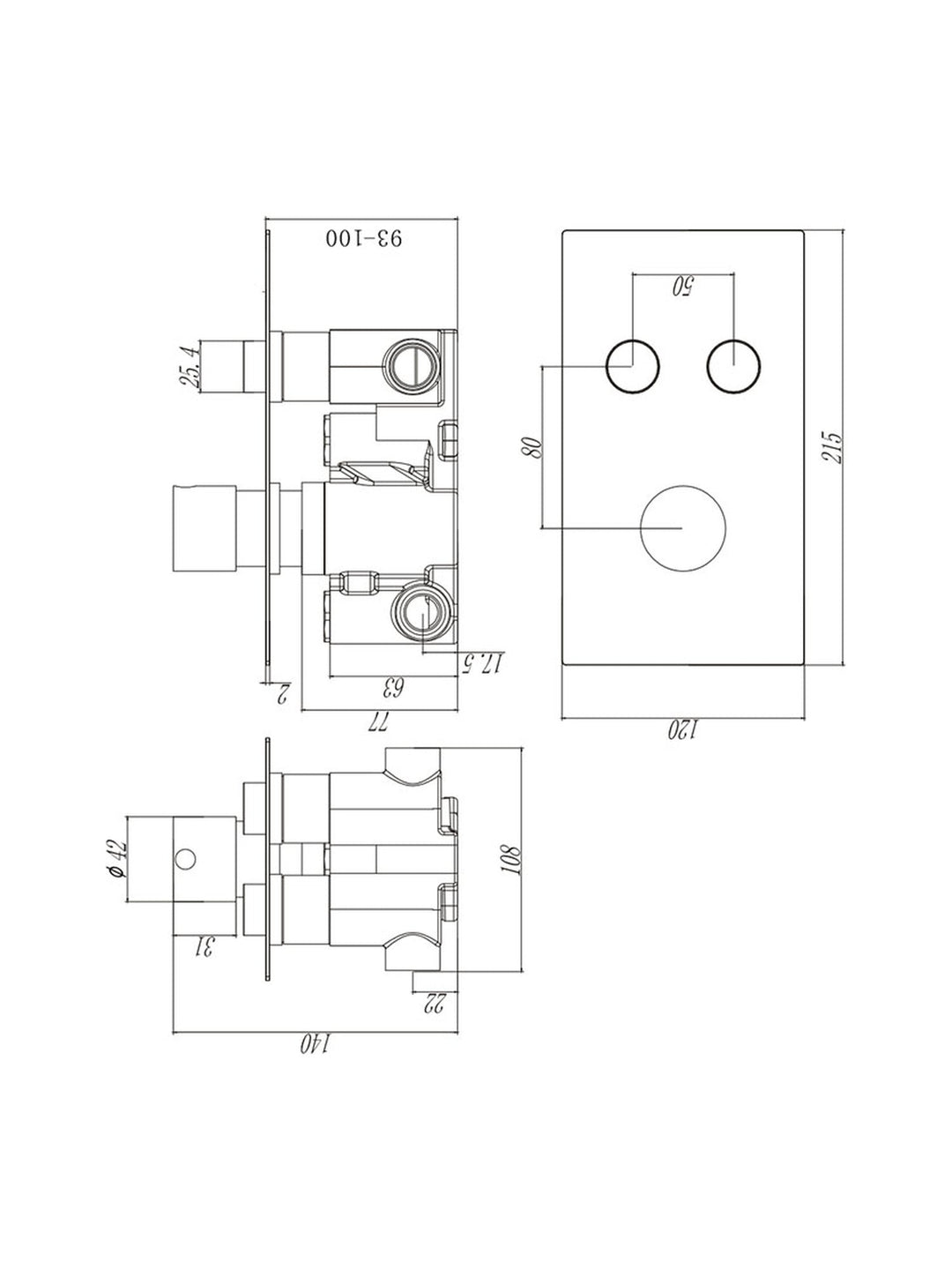 Twin Push Button Concealed Overhead Kit Round