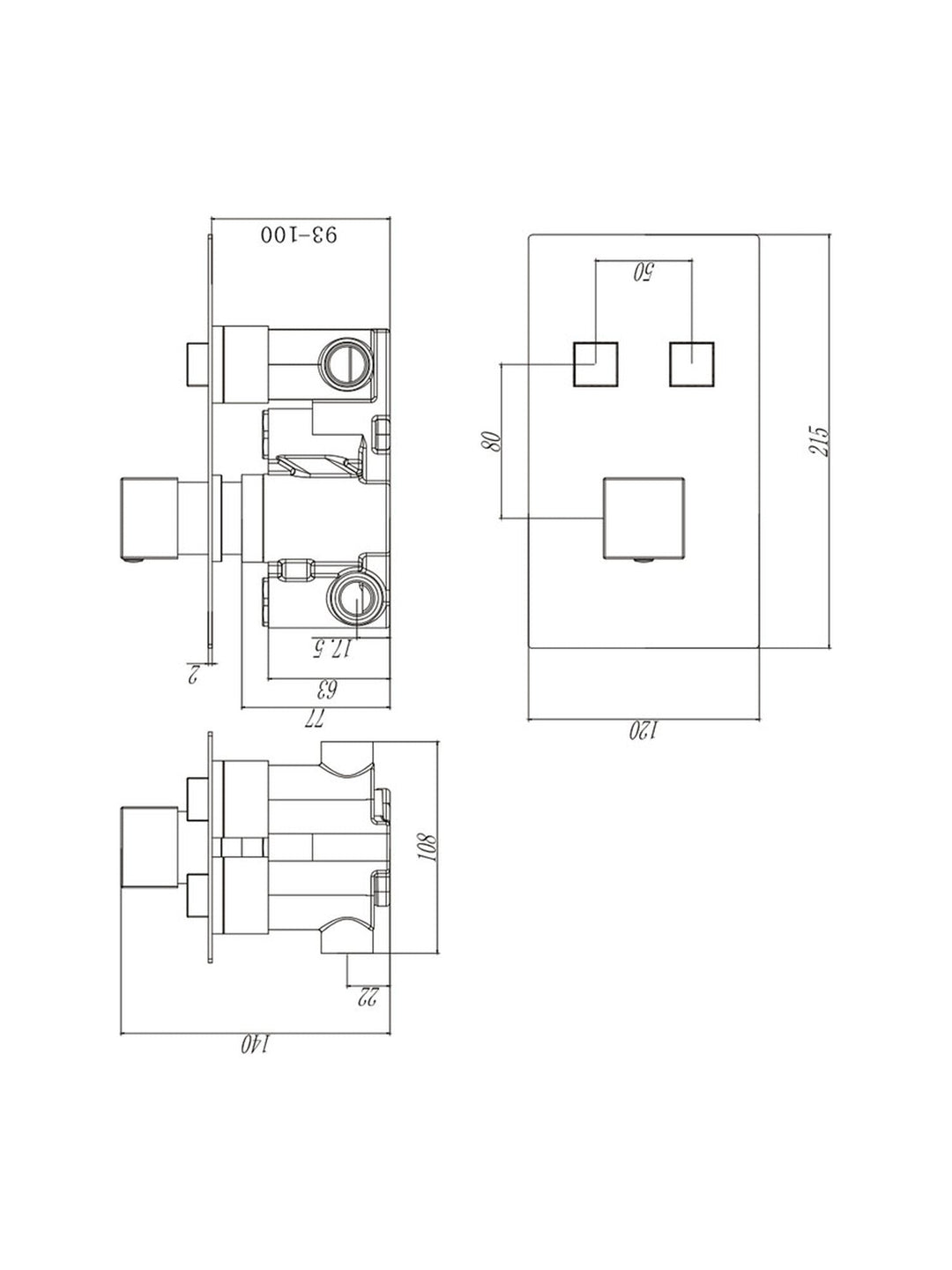 Twin Push Button Concealed Overhead Kit Square