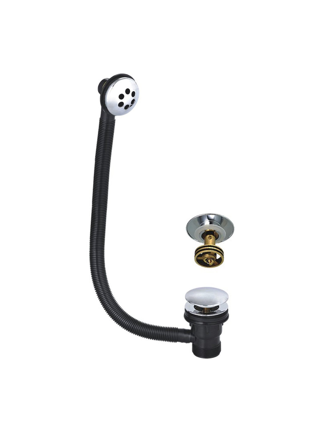 Round Chrome Bath Overflow & Quick Clean Sprung Waste