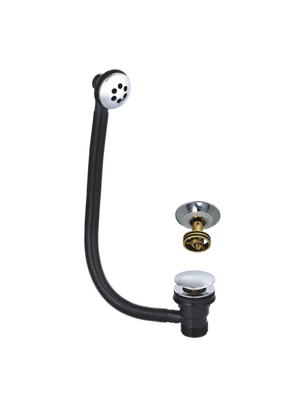 Round Chrome Bath Overflow & Quick Clean Sprung Waste