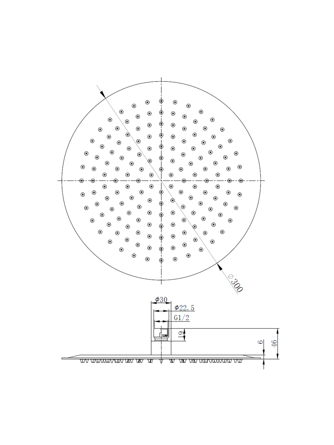 300mm Rub Clean Shower Heads Round