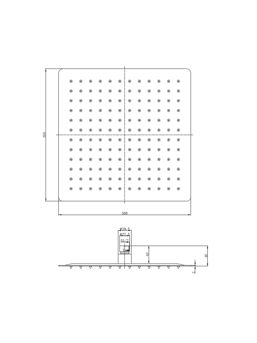 300mm Rub Clean Shower Heads Square