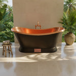 Load image into Gallery viewer, Slanting Base Copper Bathtub Full Black Exterior
