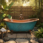 Load image into Gallery viewer, Clawfoot Copper Bathtub Plain Antique Finish Interior &amp; Patina Exterior
