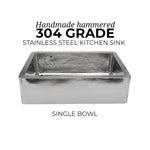 Load image into Gallery viewer, Stainless Steel Kitchen Sink Front Apron Hammered Single Bowl
