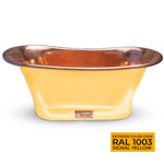 Load image into Gallery viewer, Straight Base Copper Bathtub Polished Copper Interior &amp; RAL 1003 Signal Yellow Exterior
