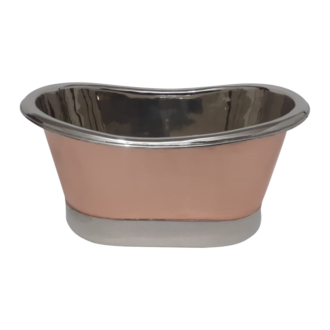 Copper Tub Style Basin Nickel Inside & on Base Copper Outside Straight Base
