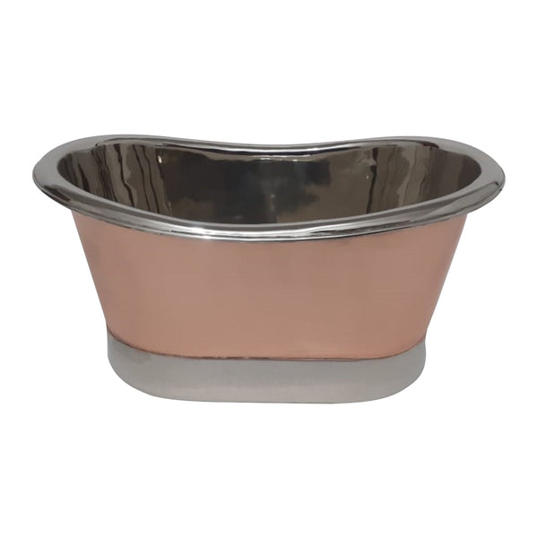 Copper Tub Style Basin Nickel Inside & on Base Copper Outside Straight Base