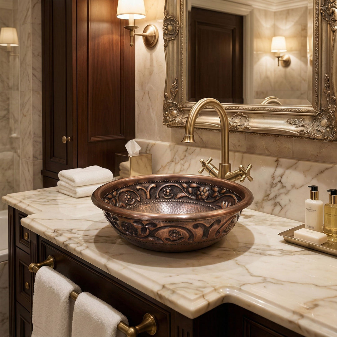 Copper Sink Embossed Hammered