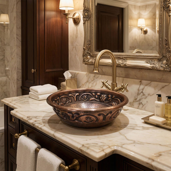 Copper Sink Embossed Hammered