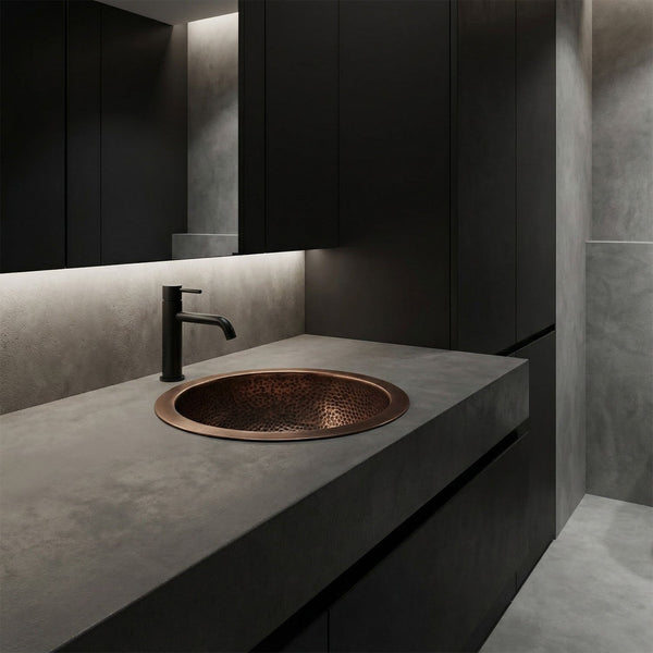 Copper Sink 14x8 Dark Antique Hammered