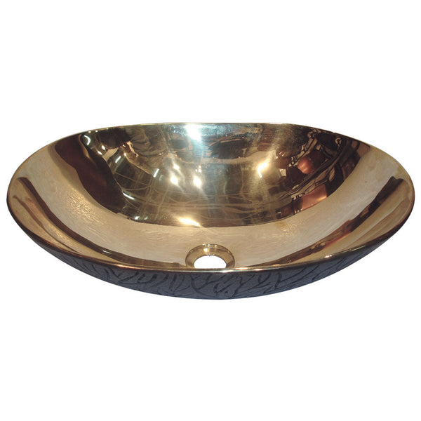 Cast Bronze Sink Shiny Yellow Inside Dark Outside