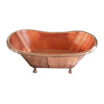 Load image into Gallery viewer, Clawfoot Copper Bathtub Hammered Polished Copper Finish
