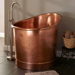 Load image into Gallery viewer, 39-Inch Round Japanese Soaking Style Antique Finish Copper Bathtub
