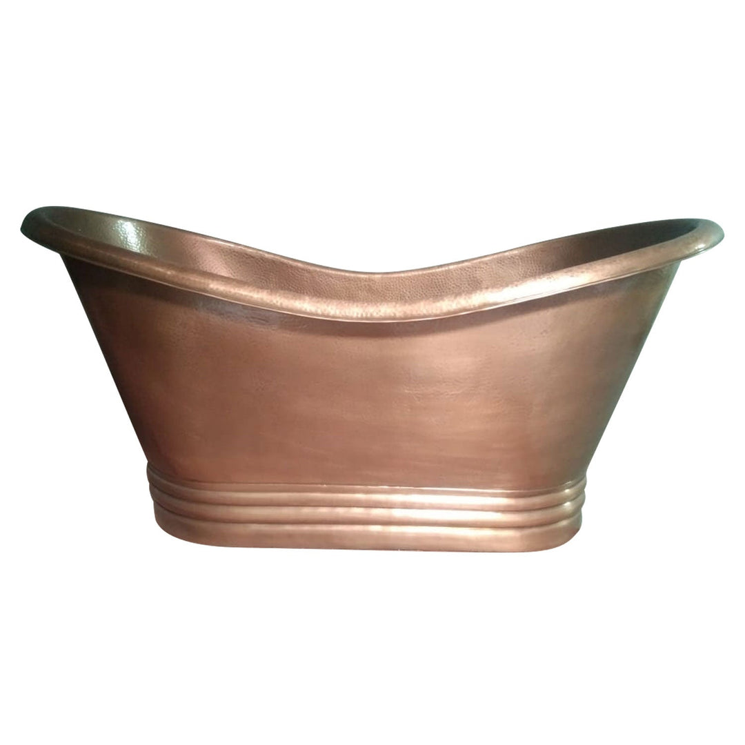 Hammered Medium Antique Finish Copper Double Slipper Tub