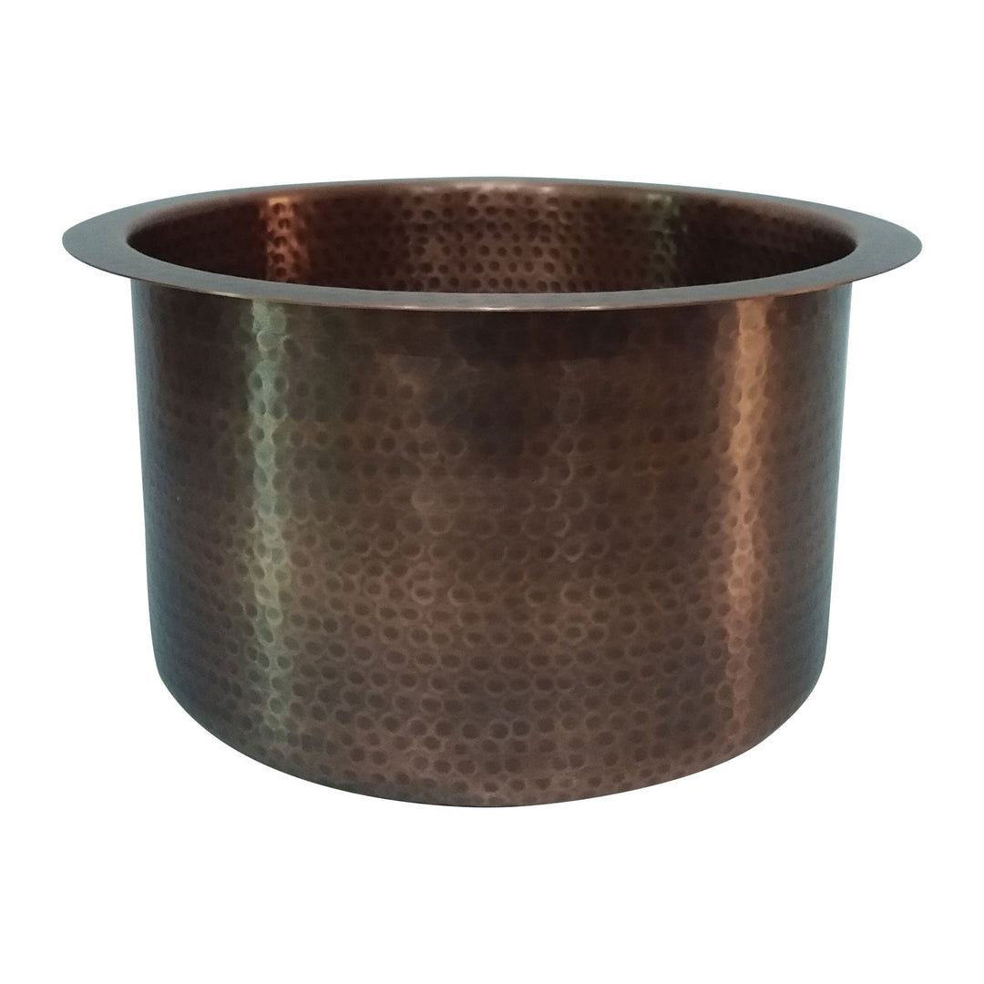 Round Copper Bar Sink Antique Hammered Under-mount Sink 14" x 8"