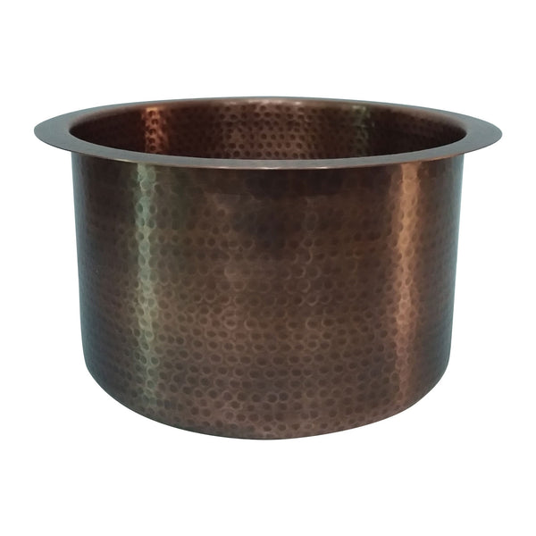 Round Copper Bar Sink Antique Hammered Under-mount Sink 14