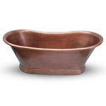 Load image into Gallery viewer, Slanting Base Copper Bathtub Antique Hammered Finish &amp; Roll Top Pipe
