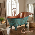 Load image into Gallery viewer, Chinese Style Clawfoot Copper Bathtub Antique Copper Interior Patina Exterior

