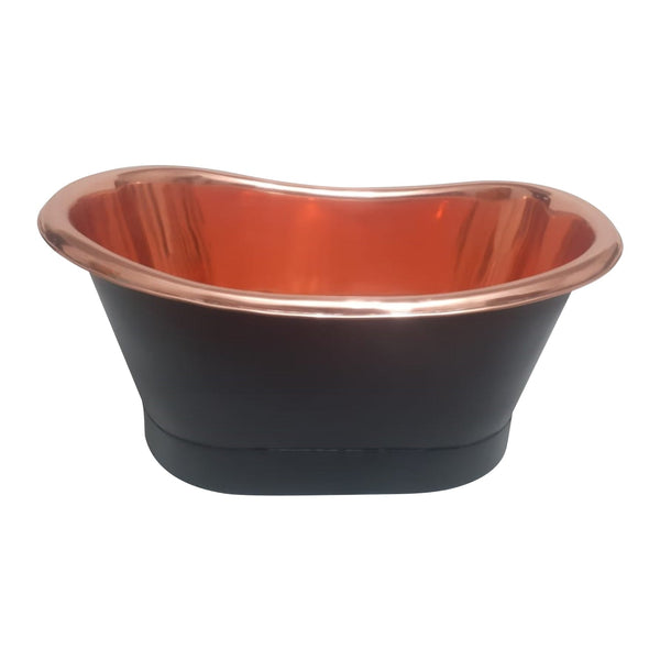 Copper Tub Style Basin Copper Inside & Black Outside Straight Base