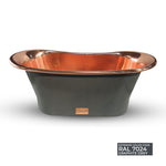 Load image into Gallery viewer, Straight Base Copper Bathtub Polished Copper Interior &amp; RAL7024 Graphite grey Exterior
