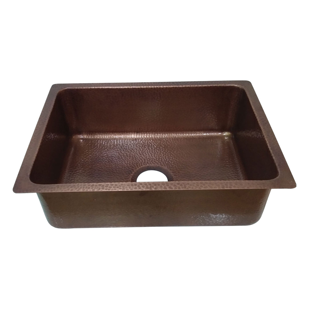 Copper Drop-In Kitchen Sink 24.50 x 18.50 x 7 inch