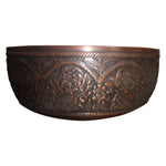 Load image into Gallery viewer, Double Wall Copper Sink Outside Hand Embossed Inside Plain
