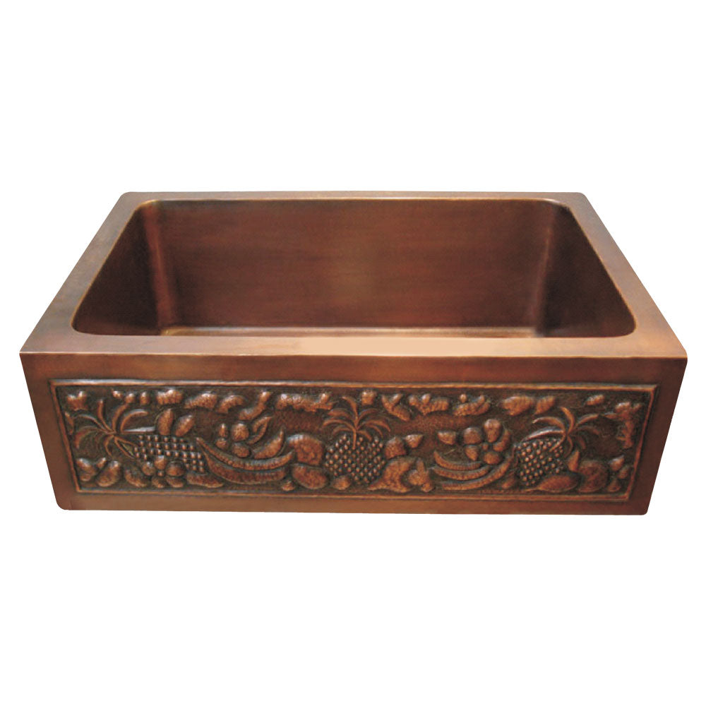 Copper Farmhouse Sink Fruit Front Apron
