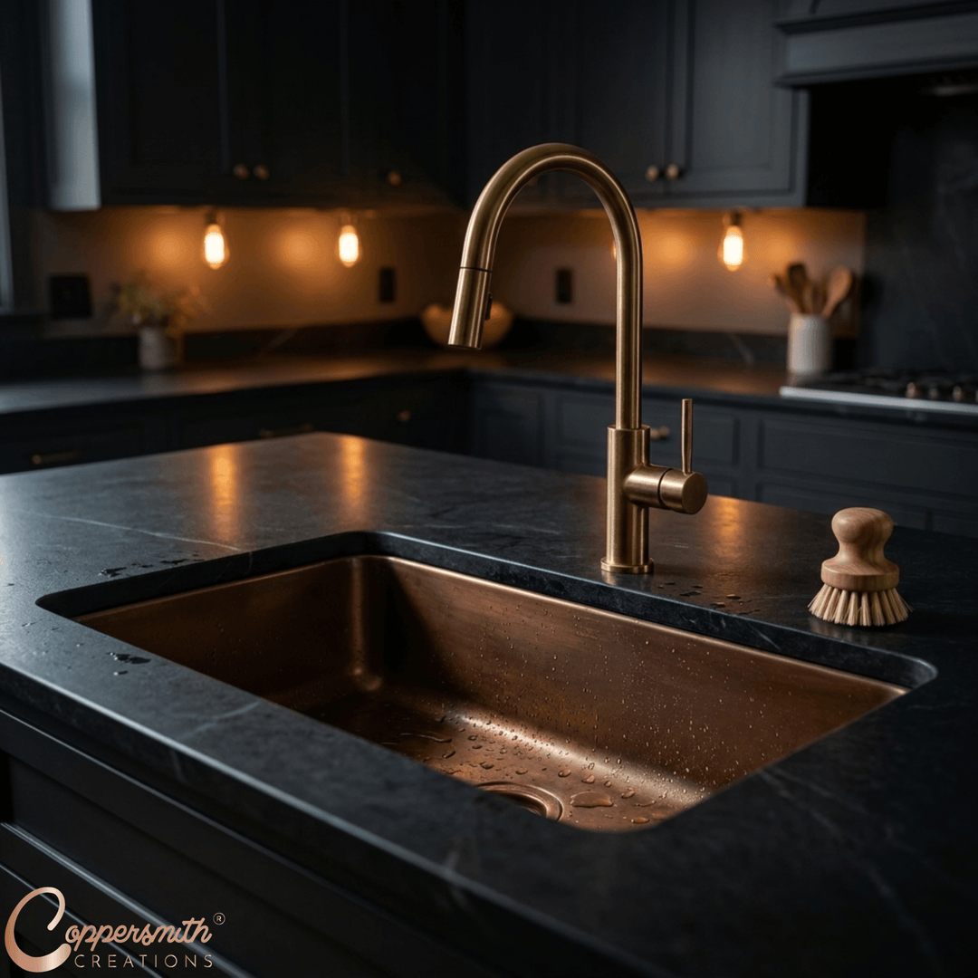 Single Bowl Smooth Antique Copper Kitchen Sink without Front Apron