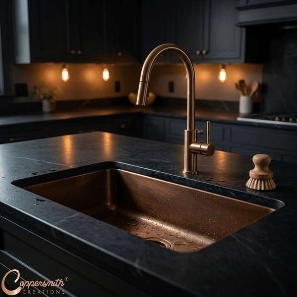 Single Bowl Smooth Antique Copper Kitchen Sink without Front Apron