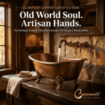 Load image into Gallery viewer, Clawfoot Copper Tub-Style Sink Full Antique Copper Finish
