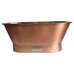 Load image into Gallery viewer, Straight Base Copper Bathtub Brushed Copper Exterior &amp; Polished Nickel Interior
