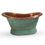 Load image into Gallery viewer, Slanting Base Copper Tub Style Sink Antique Finish Copper Inside &amp; Patina Outside
