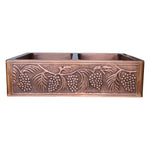 Load image into Gallery viewer, Double Bowl Five Grape Front Apron Copper Kitchen Sink
