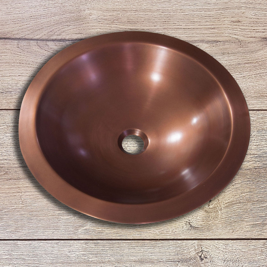 Double Wall Round Copper Sink Hammered 18 x 5
