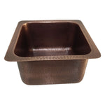 Load image into Gallery viewer, Square Copper Bar Sink Antique Hammered Undermount Sink 14" x 14" x 8"
