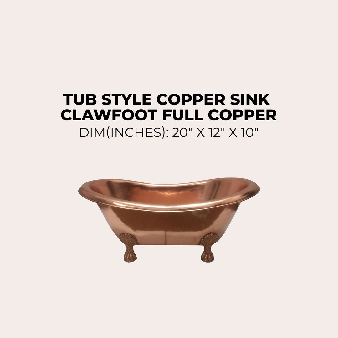 Copper Tub Style Basin Clawfoot Full Copper