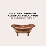 Load image into Gallery viewer, Copper Tub Style Basin Clawfoot Full Copper
