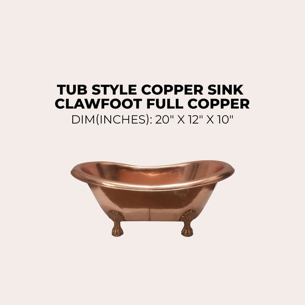 Copper Tub Style Basin Clawfoot Full Copper