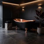 Load image into Gallery viewer, Hammered Clawfoot Copper Bathtub Copper Interior &amp; Black Exterior

