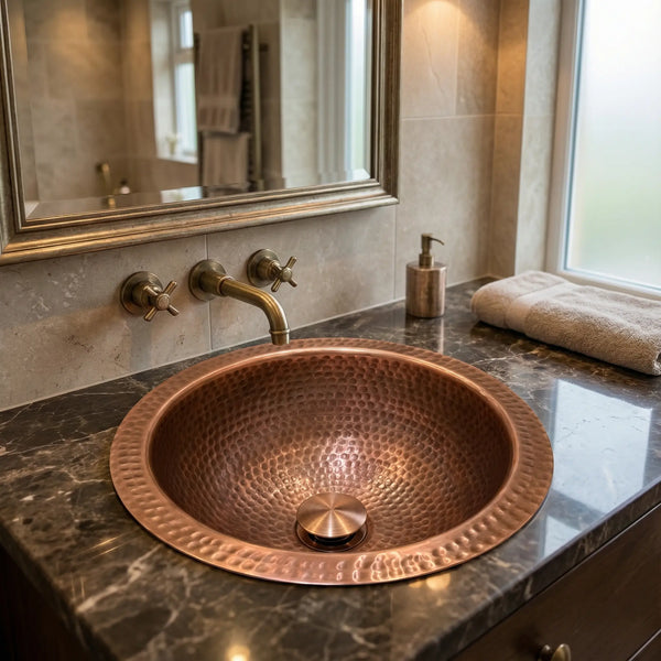 Round Hammered Copper Sink