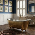 Load image into Gallery viewer, Clawfoot Brass Bathtub Hammered Brass Exterior &amp; Nickel Interior
