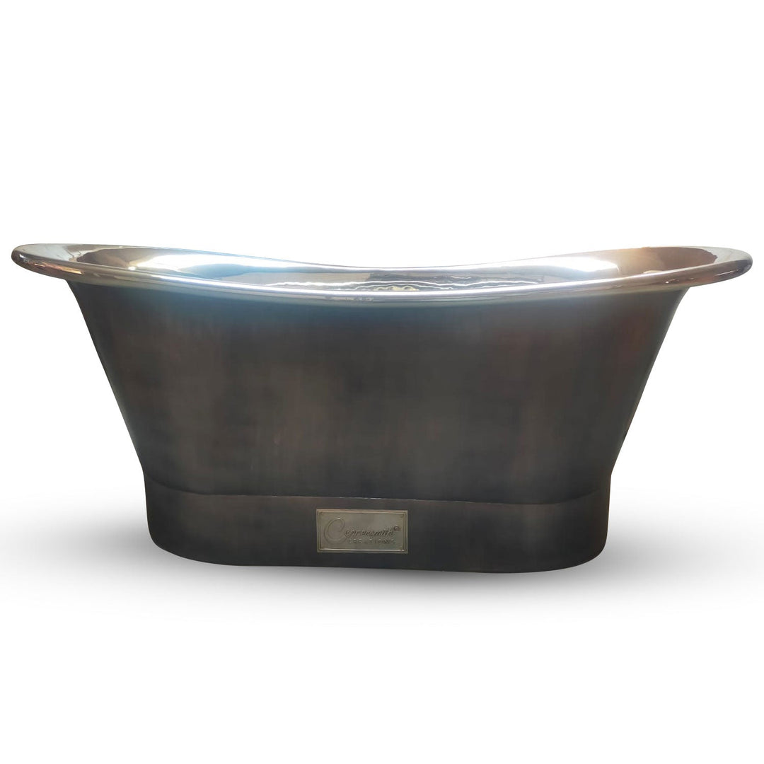 Straight Base Copper Bathtub Nickel Interior Finish & Patinated Lead Finish Exterior